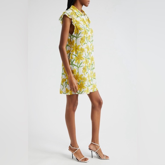 NWT Alice+Olivia Jem Floral Flutter Sleeve Mini Shirtdress Size S/P $375 - Picture 4 of 10